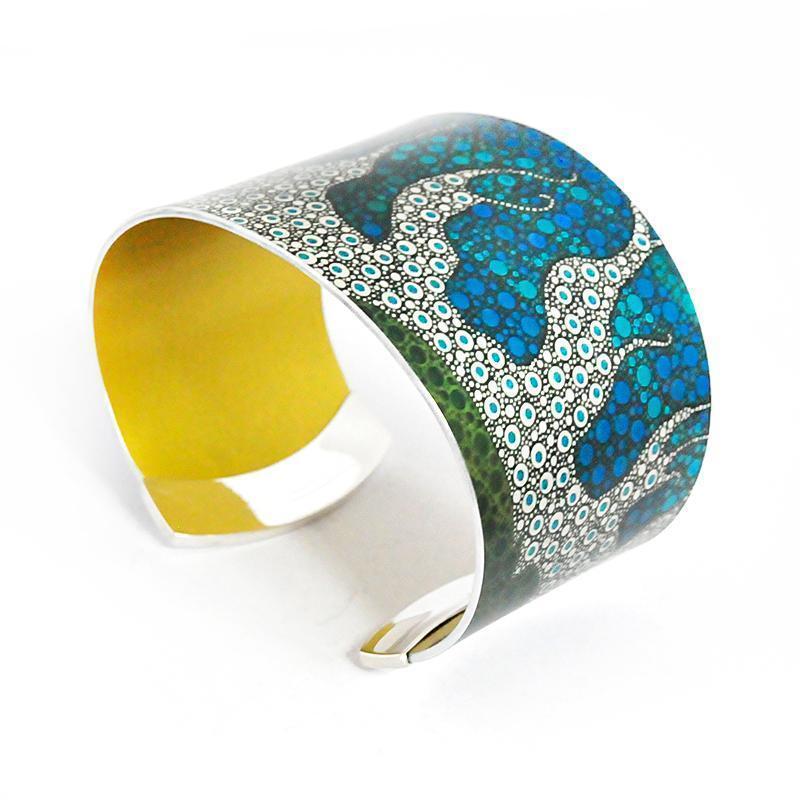 aboriginal jewellery-ARK01 Water Dreaming Cuff-Jewellery-Arkeria Rose Armstrong-Cuff Tapered-Sterling Silver-Occulture