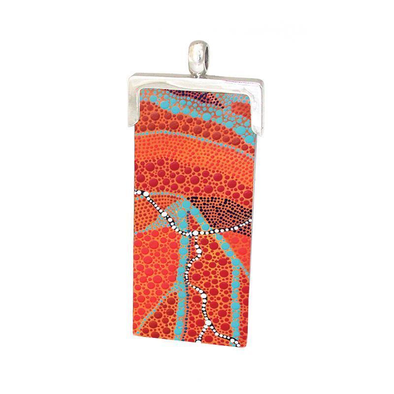 aboriginal jewellery-ARK03 Kimberley Spirit Dreaming-Jewellery-Arkeria Rose Armstrong-Pendant Rectangle-Sterling Silver-Occulture
