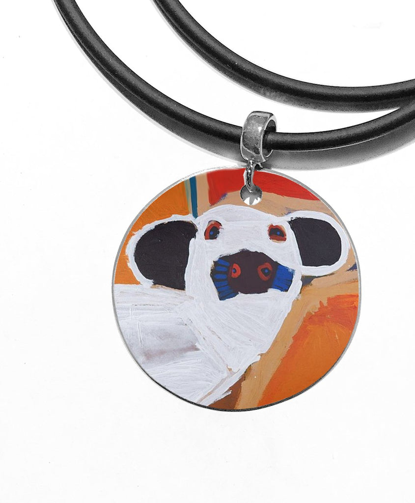 aboriginal jewellery-DD01 Dog of Yuendumu Pendant-Jewellery-Karen Napaljarri Barnes-Pendant Dog tag Round-Sterling Silver-Occulture