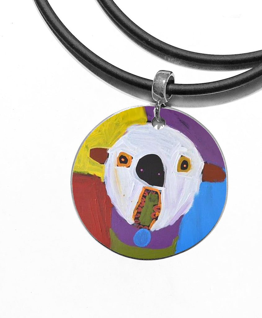 aboriginal jewellery-DD04 Dog of Yuendumu Pendant-Jewellery-Karen Napaljarri Barnes-Pendant Dog tag Round-Sterling Silver-Occulture