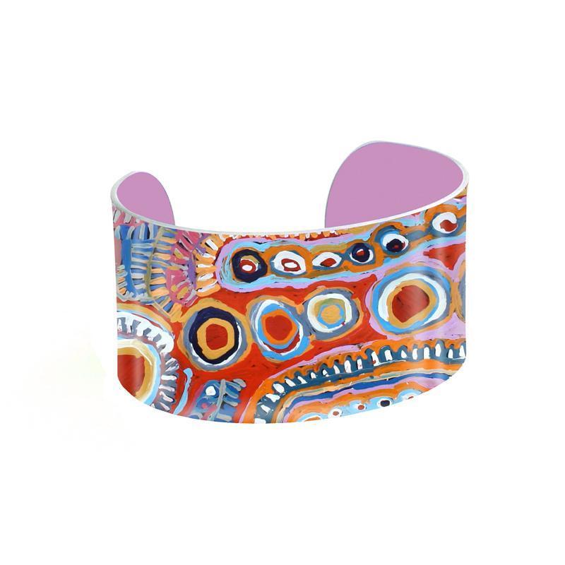 aboriginal jewellery-WAR10 Two Dog Dreaming-Jewellery-Murdie Nampijinpa Morris-Cuff-Bare-Occulture