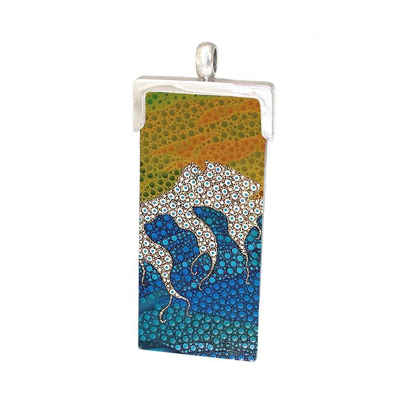 aboriginal jewellery-ARK01 Water Dreaming-Jewellery-Arkeria Rose Armstrong-Pendant Rectangle-Sterling Silver-Occulture