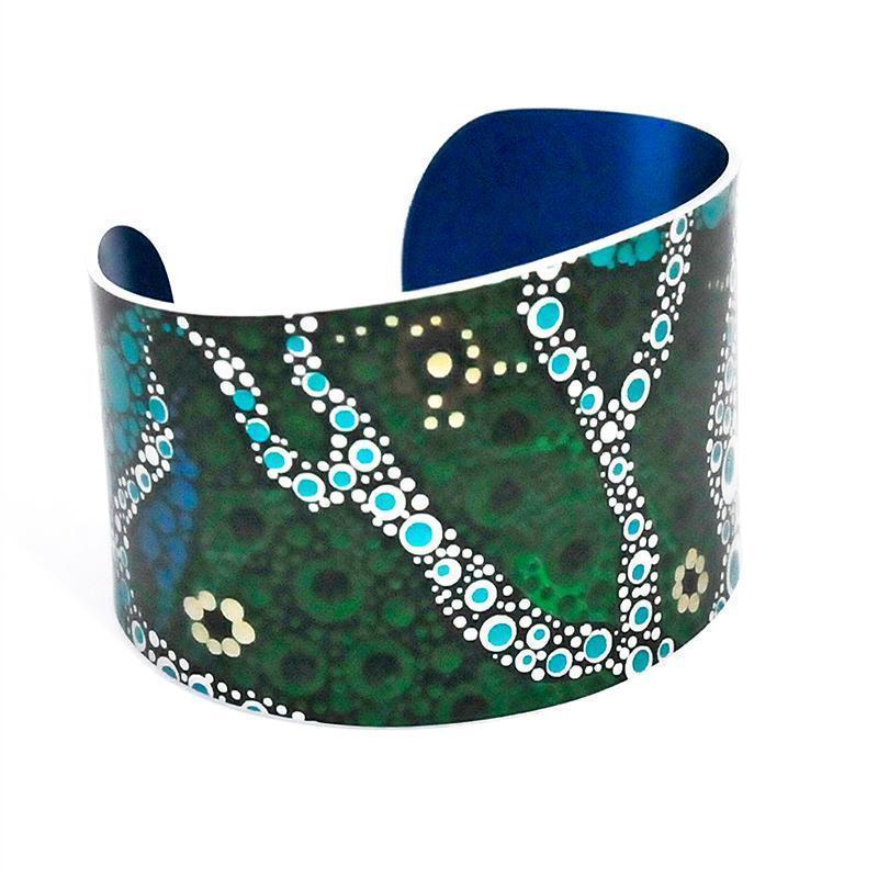 aboriginal jewellery-ARK02 Willie Creek Dreaming Cuff-Jewellery-Arkeria Rose Armstrong-Cuff Tapered-Bare-Occulture