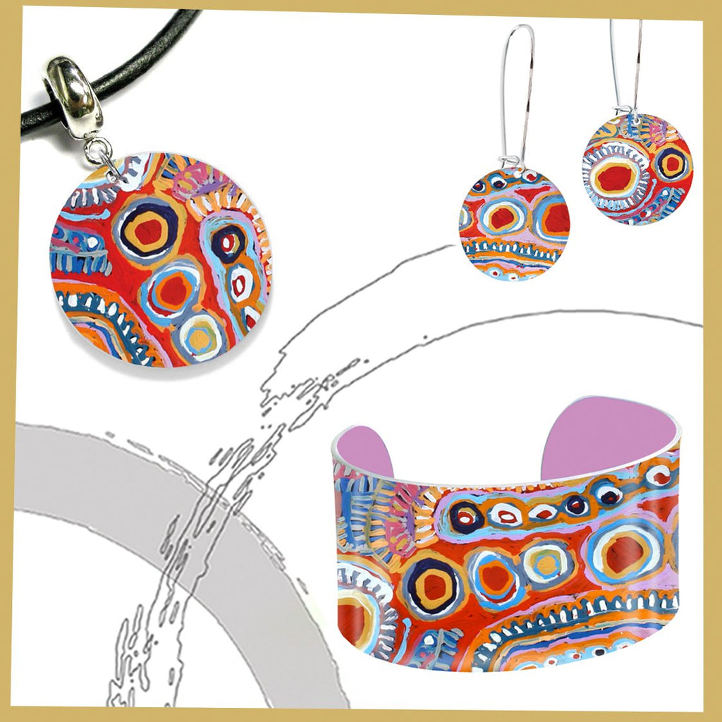 aboriginal jewellery-WAR10 Two Dog Dreaming-Jewellery-Murdie Nampijinpa Morris-Occulture
