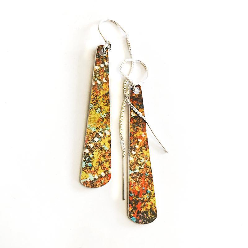 aboriginal jewellery-WAR15 Goanna Dreaming Didgeridoo Earrings-Jewellery-Ruth Nungarrayi Spencer-Earrings Didgeridoo-Sterling Silver-Occulture